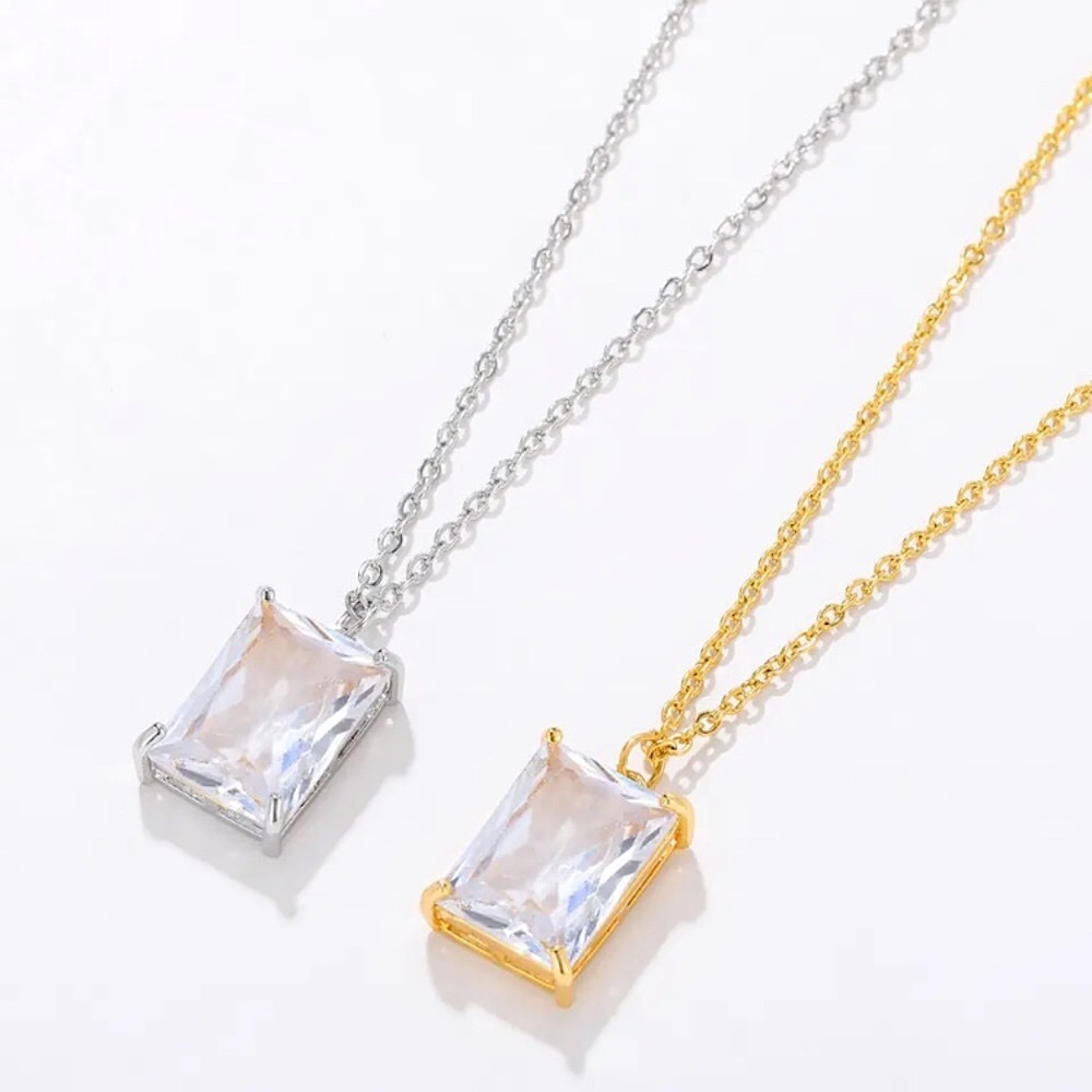 ⚜️𝟯𝟬%𝗢𝗙𝗙 𝗯𝘂𝗻𝗱𝗹𝗲𝘀 𝟯+⚜️ NEW CZ Rectangular Charm Stainless Steel Necklace - Picture 3 of 9
